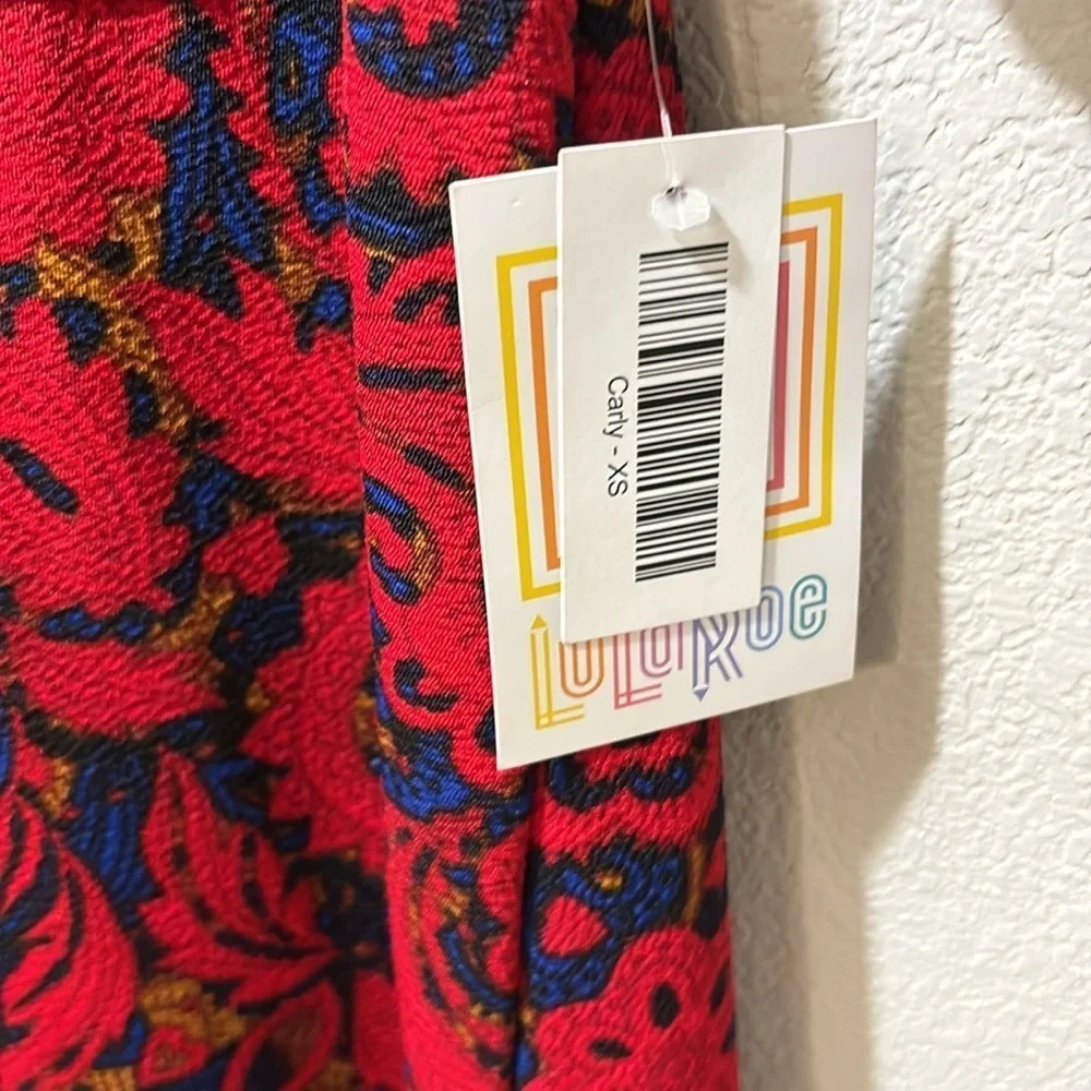 NWT LulaRoe Carly XS Dress Red and Blue Paisley - Picture 2 of 7